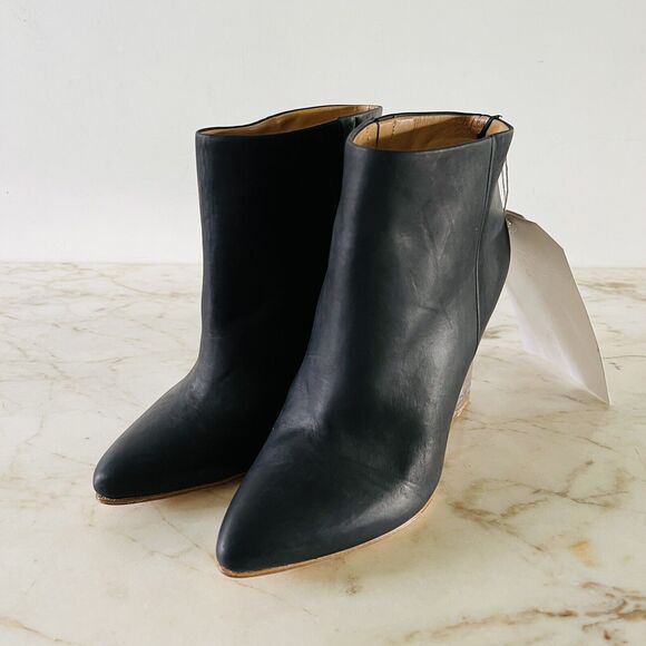 2012 MAISON MARTIN MARGIELA (MMM) x H&M Leather Floating Heel Ankle Boots - US 7 - Picture 1 of 8